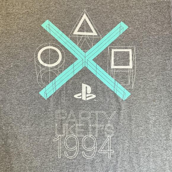 Playstation Men Shirt L Gray Graphic Print Symbols Tee - Picture 7 of 7